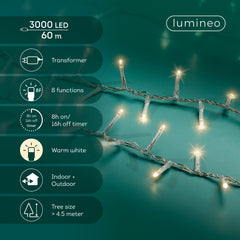 Catena LED Compact 60 m bianco caldo cavo trasparente - immagine 3