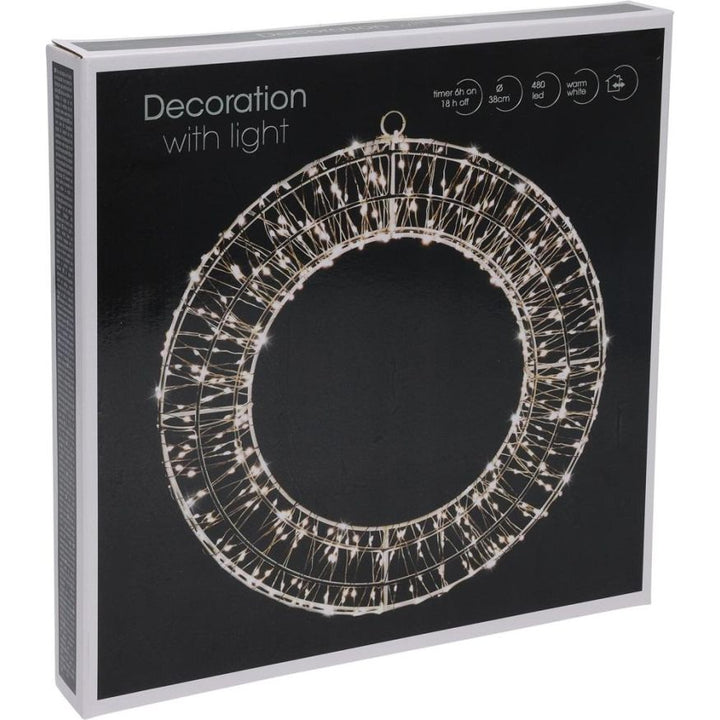 Corona Luminosa 38 cm con 480 LED Bianco Caldo – Con Timer (cod. AX5310600)