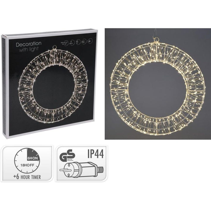 Corona Luminosa 38 cm con 480 LED Bianco Caldo – Con Timer (cod. AX5310600)