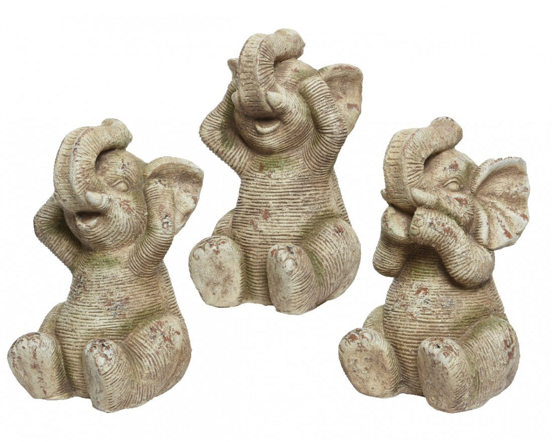 Set Statue Elefanti Non Vedo Non Sento Non Parlo in Polimagnesio