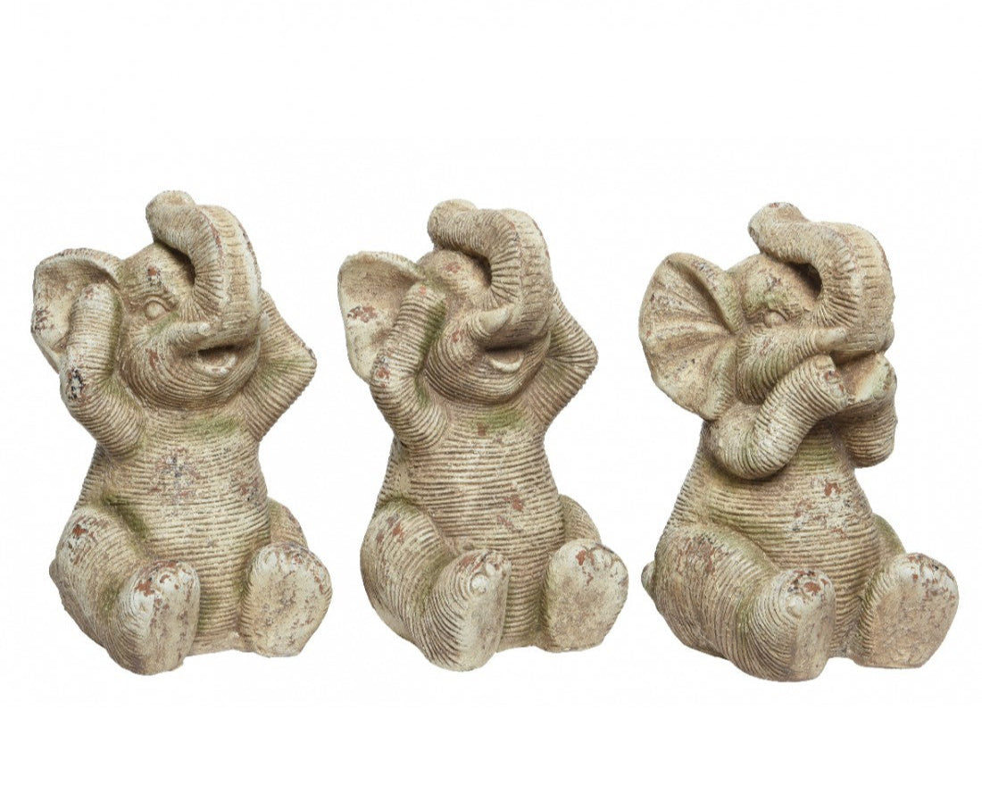 Set Statue Elefanti Non Vedo Non Sento Non Parlo in Polimagnesio