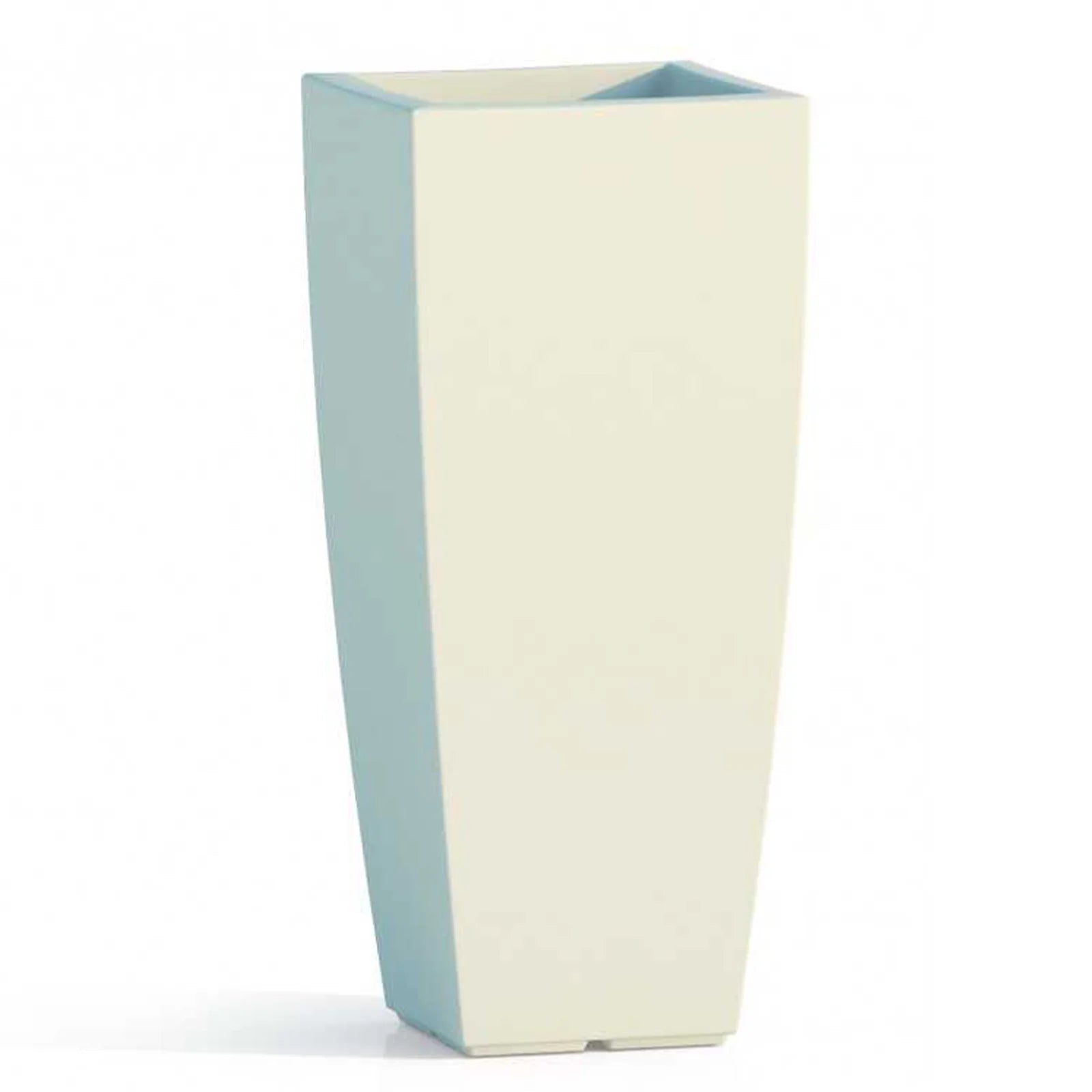 Vaso Cromia Square quadrato e alto tinta unita in resina "Made in Italy"
