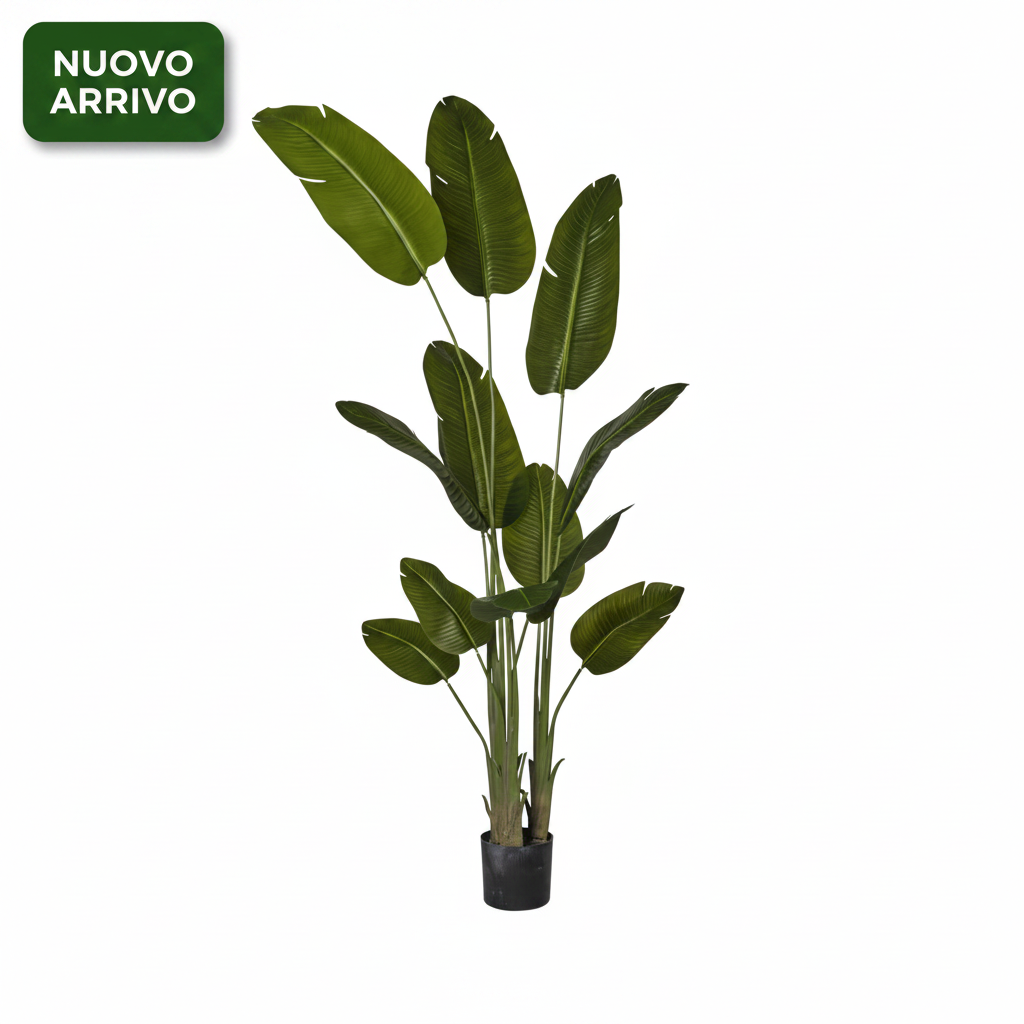 Pianta Strelizia Artificiale x3 in Vaso H. 240 cm - Green - Nuovo Arrivo