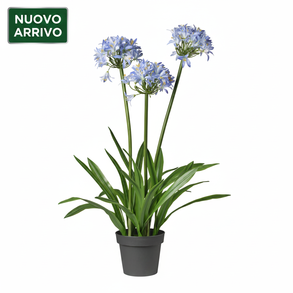 Pianta Agapanto Artificiale in Vaso H. 100 cm - Blue - Nuovo Arrivo