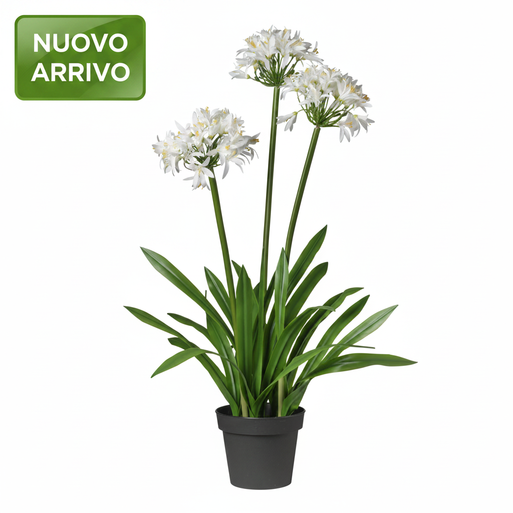 Pianta Agapanto Artificiale in Vaso H. 100 cm - White - Nuovo Arrivo