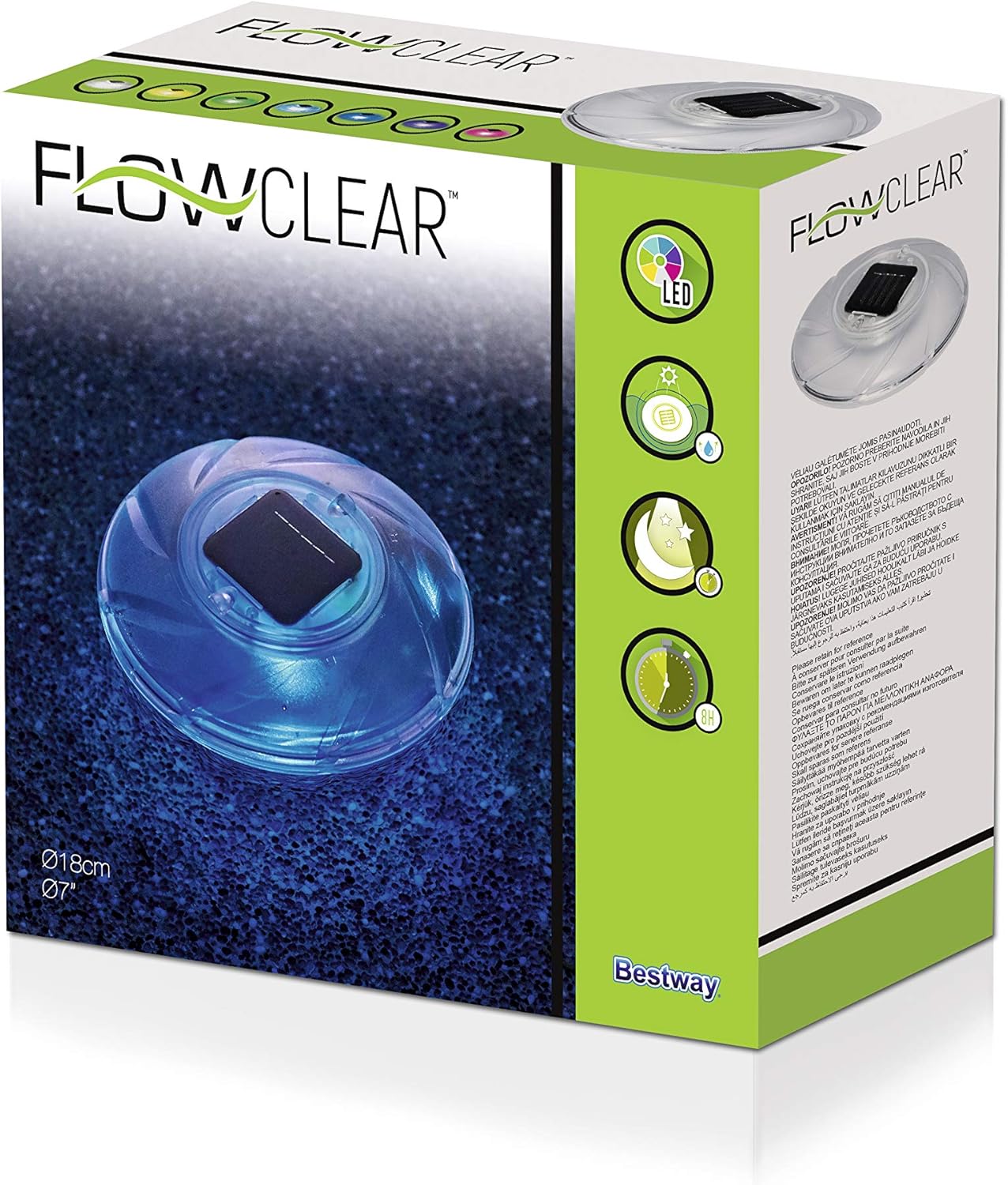 Lampada Solare Galleggiante per Piscina Bestway 18 cm – LED Multicolore con Accensione Automatica