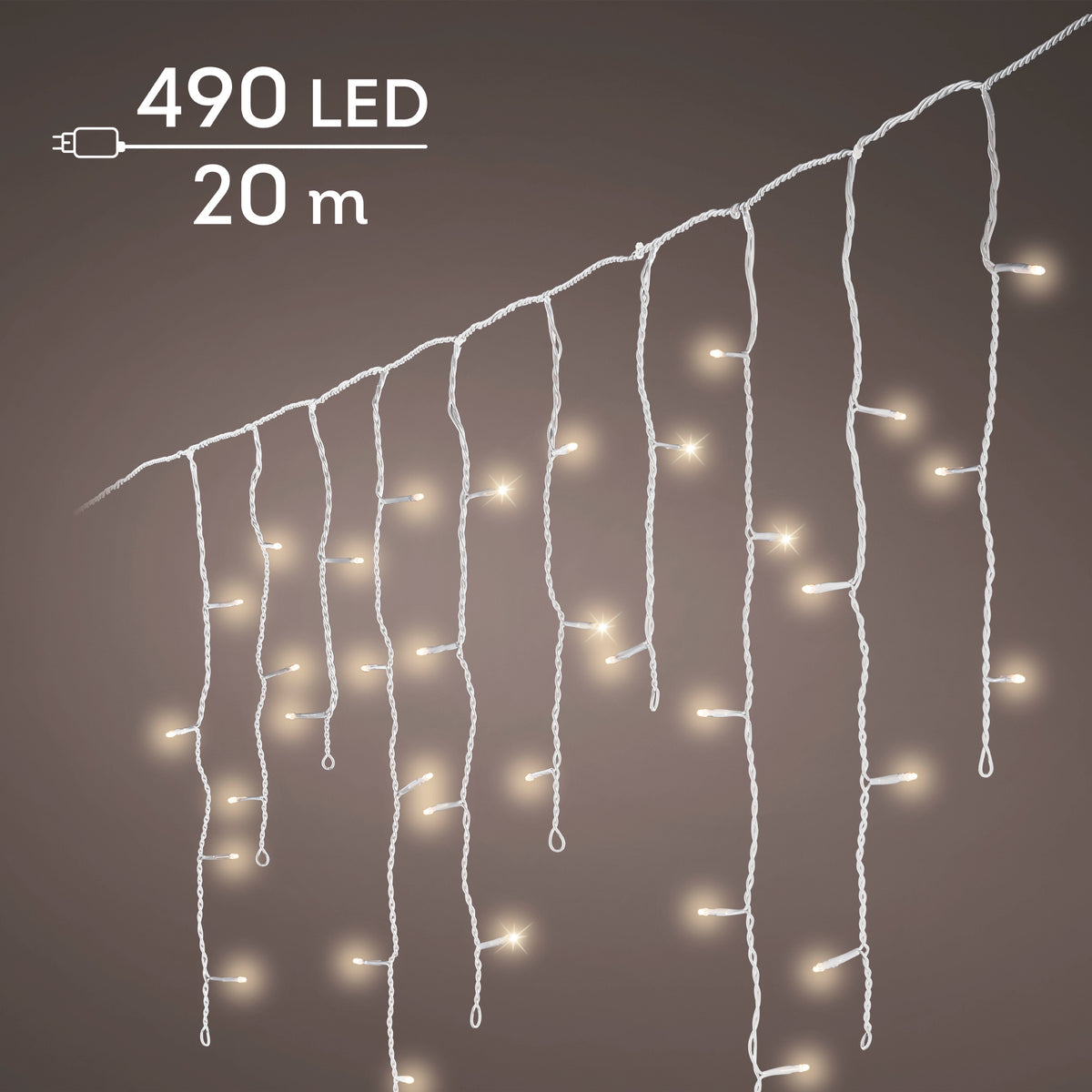 Luci a ghiacciolo LED 20 m bianco caldo da esterno