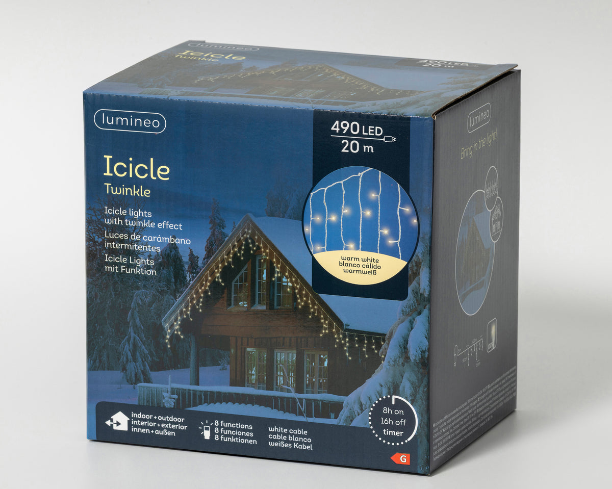 Luci a ghiacciolo LED 20 m bianco caldo da esterno - immagine 3
