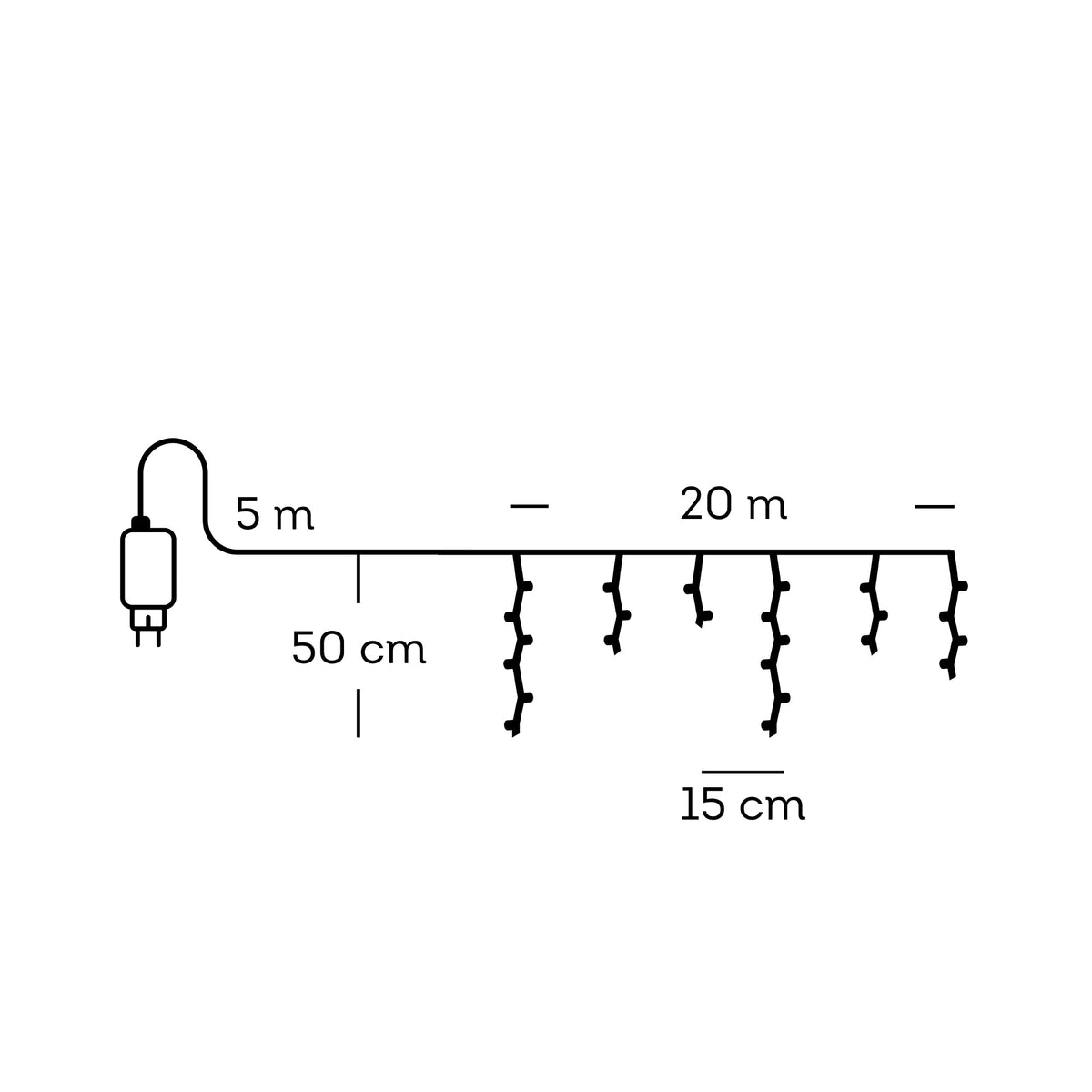 Luci a ghiacciolo LED 20 m bianco caldo da esterno - immagine 5
