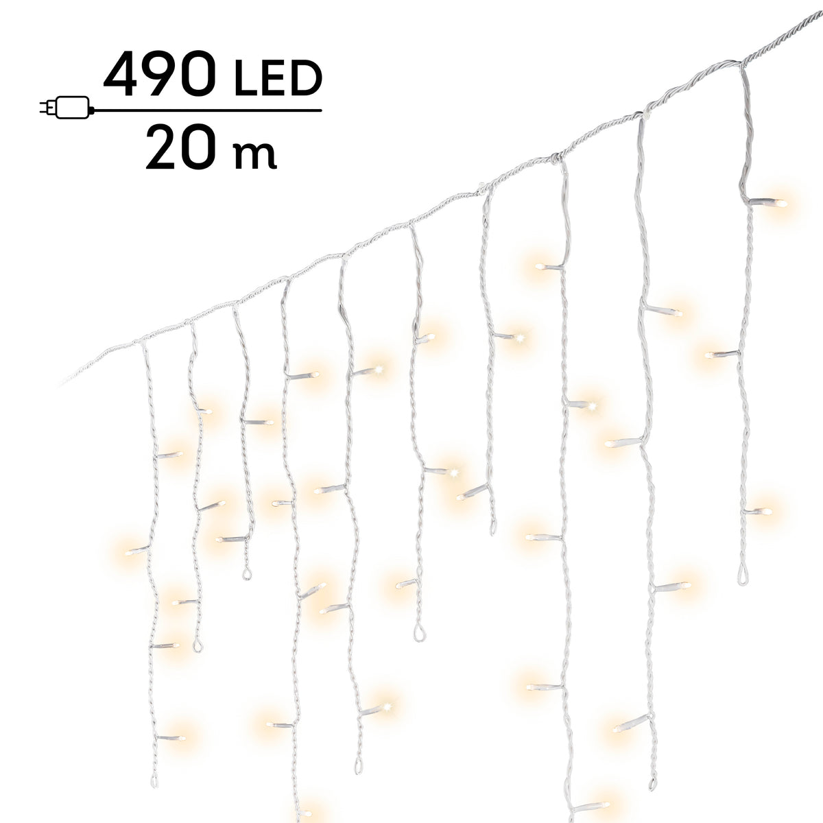 Luci a ghiacciolo LED 20 m bianco caldo da esterno - immagine 7