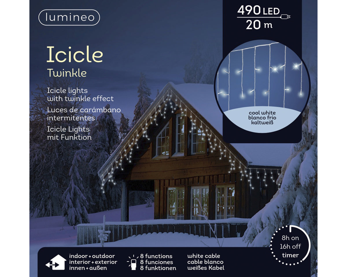 Luci a ghiacciolo LED 20 m bianco freddo da esterno - immagine 2