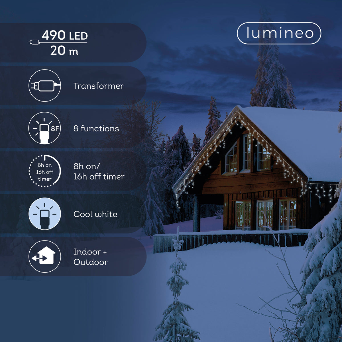 Luci a ghiacciolo LED 20 m bianco freddo da esterno - immagine 5