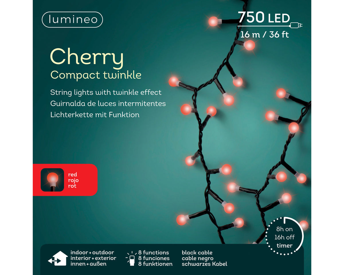 Luci Cherry LED 16 m rossa da esterno - immagine 2