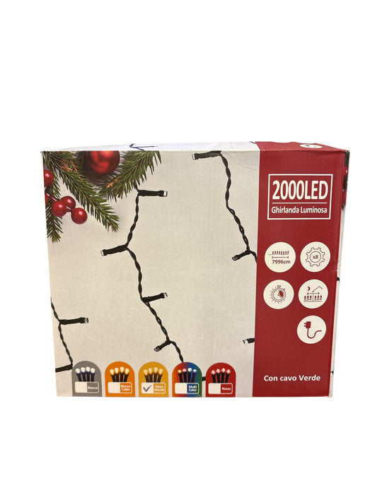 Catena Luminosa LED 2000 MicroLED (Cavo Verde,Bianco Naturale)