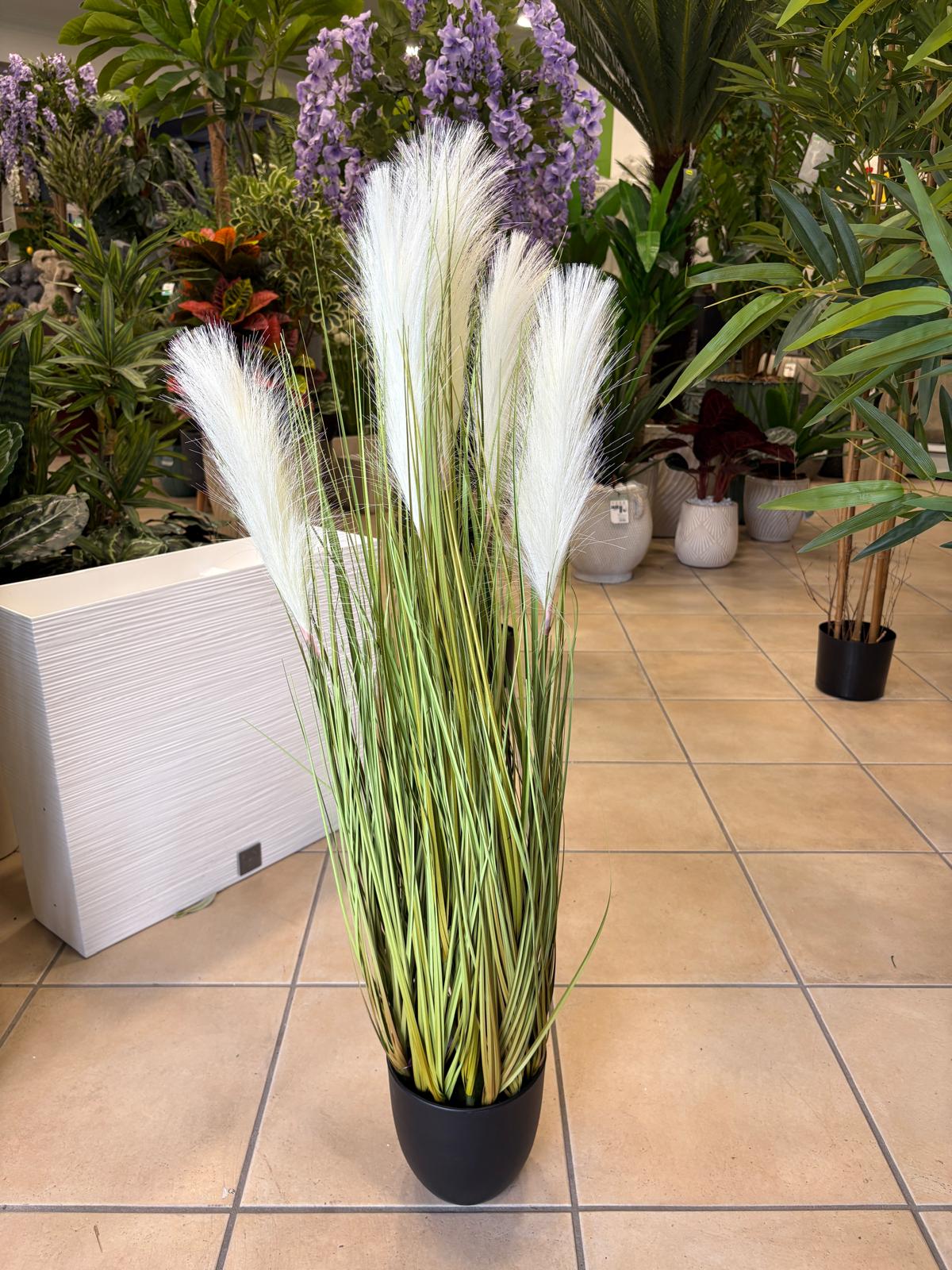 Erba della Pampa Artificiale in Vaso 96 cm — 5 Pennacchi