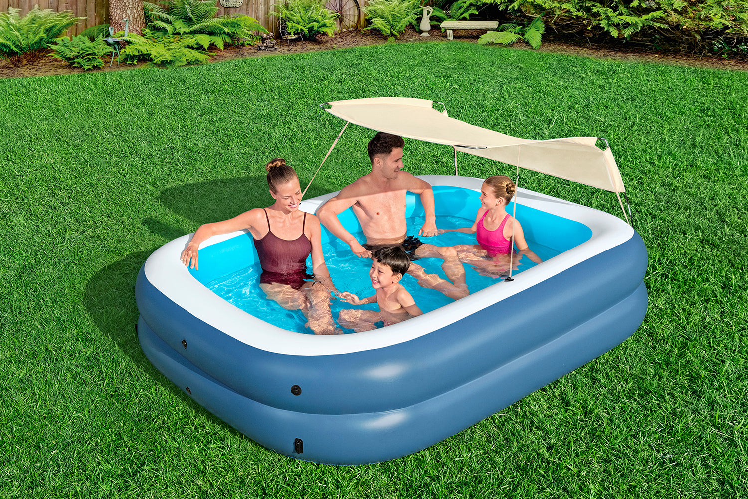 Bestway Piscina Family Summer Bliss 254x178x140 cm con Parasole