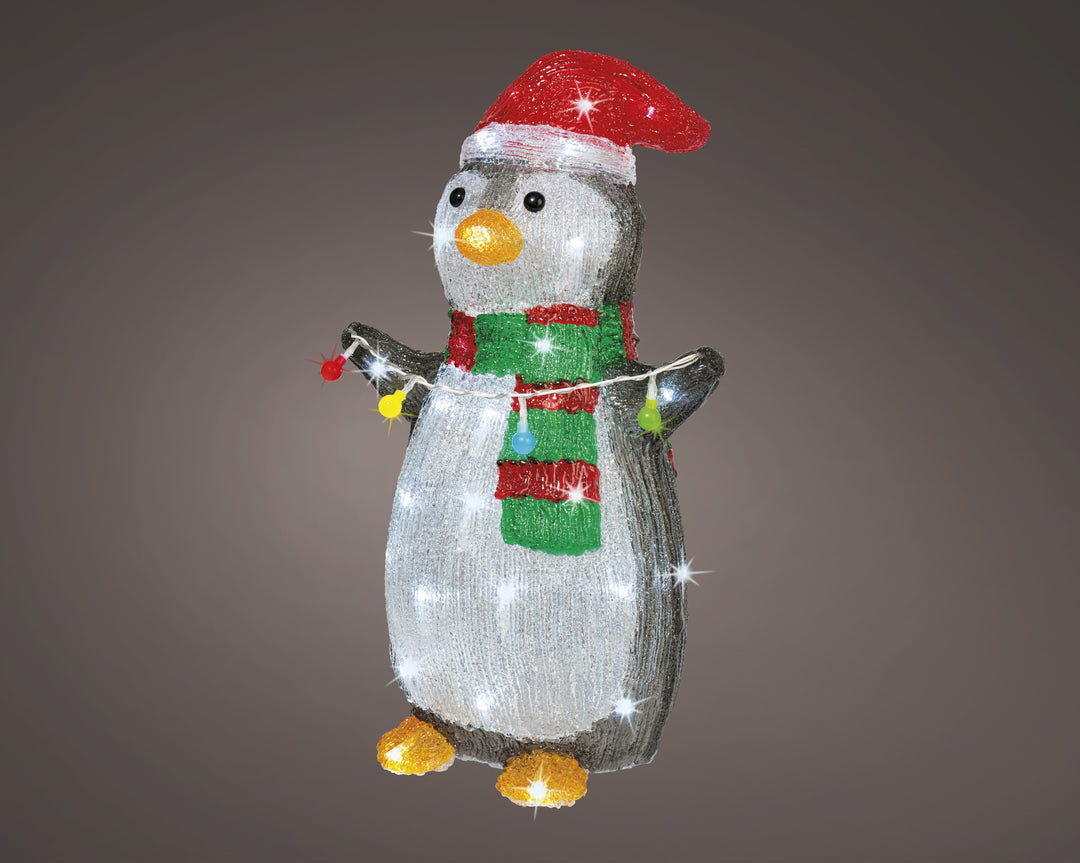 Pinguino LED in acrilico 45 cm da esterno