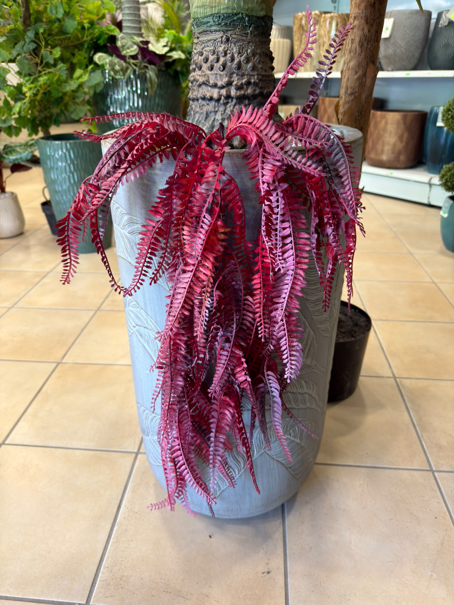 Ramo Pendente di Felce Artificiale Bordeaux 60 cm