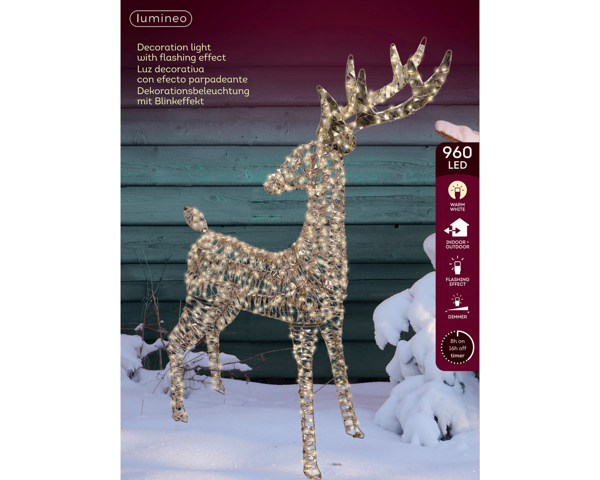 Renna LED oro 130 cm da esterno - immagine 2