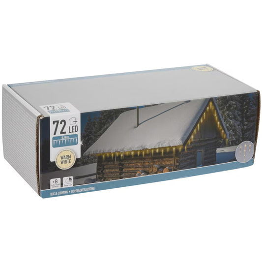 Ghiaccioli Luminosi 72 LED Bianco Caldo – 8 Funzioni con Timer (cod. AX8103120)