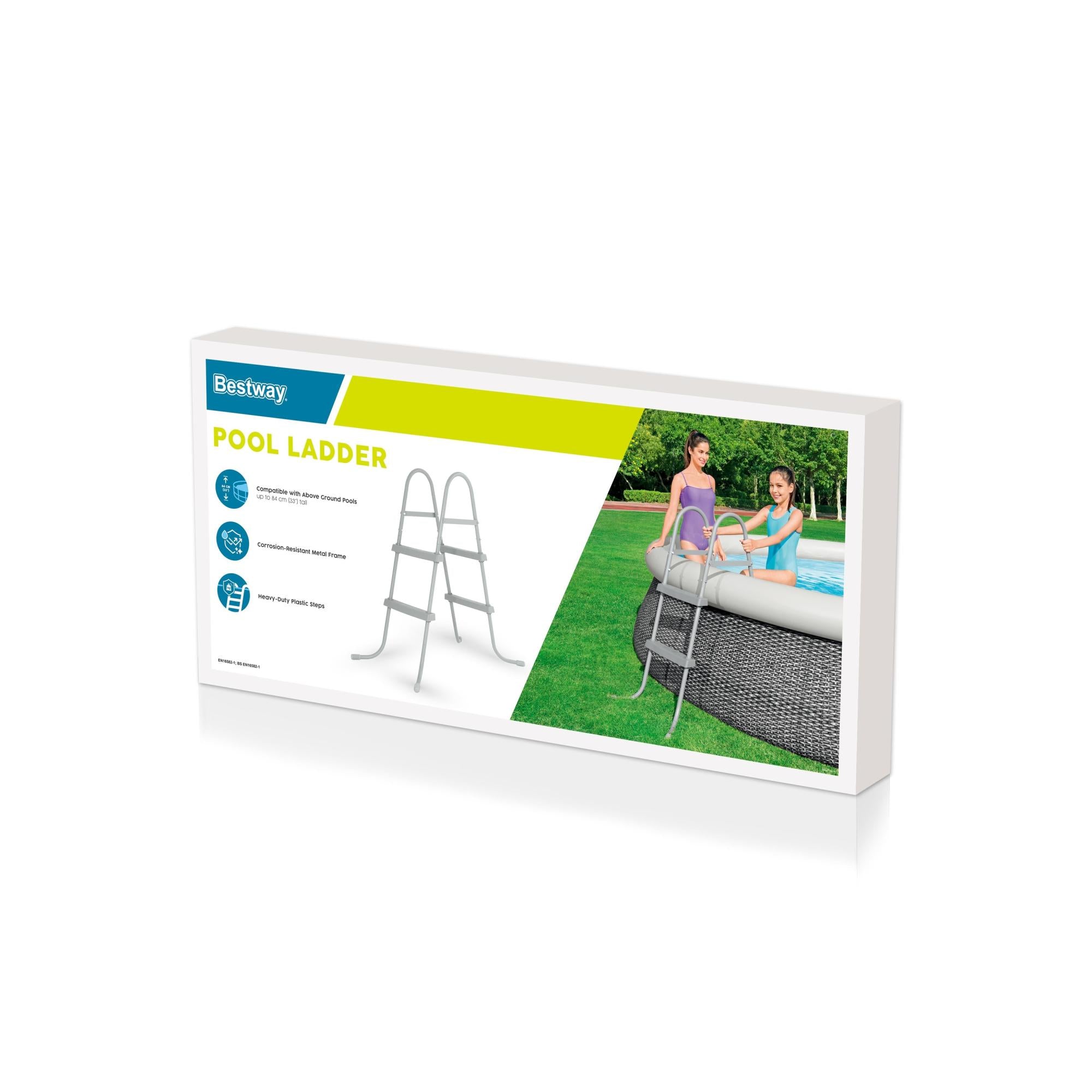 Scaletta per Piscina Fuori Terra 84 cm – Struttura in Metallo Anticorrosione con Funzione Ribaltabile