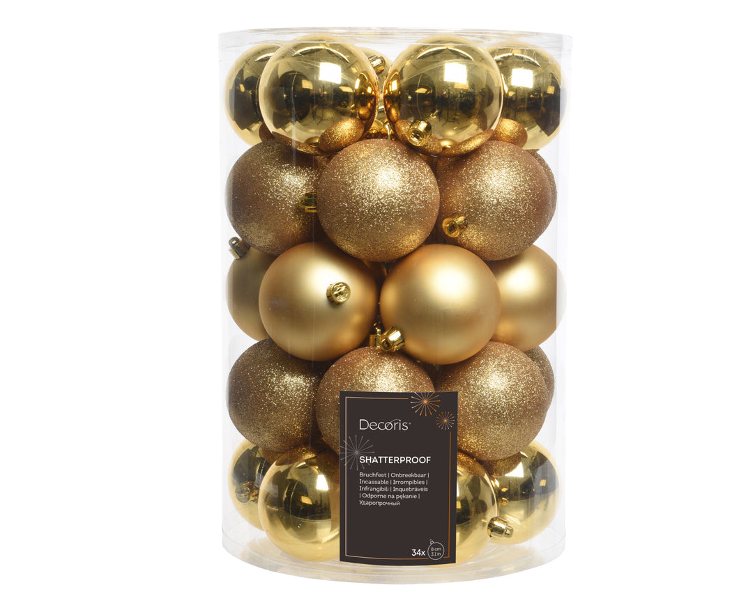 Sfere natalizie infrangibili oro chiaro 8 cm