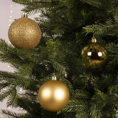 Sfere natalizie infrangibili oro chiaro 8 cm - immagine 3
