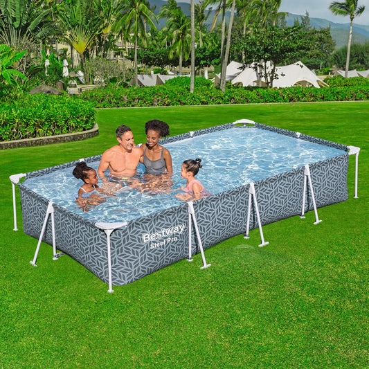 Piscina Steel Pro Rettangolare con motivo a foglia