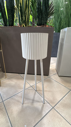 Set 2 Vasi in Metallo con Supporto – Bianco Avorio / Tortora